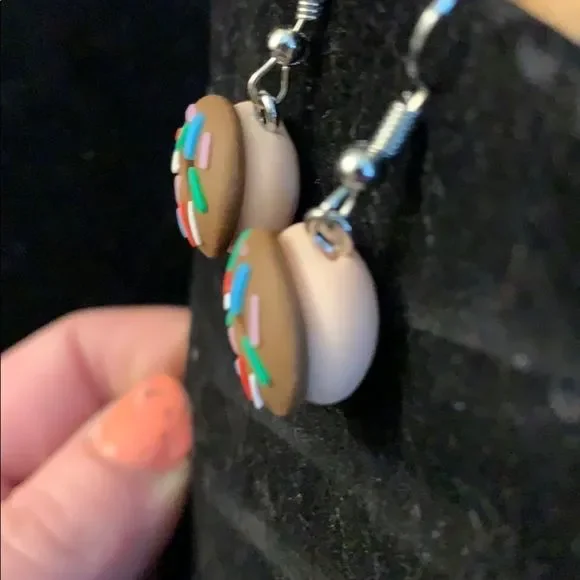 Chocolate donut kids earrings with sprinkles - Picture 2 of 3